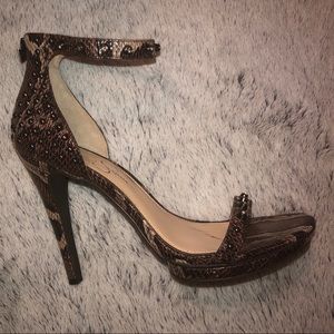 Taupe/Brown snake print heels